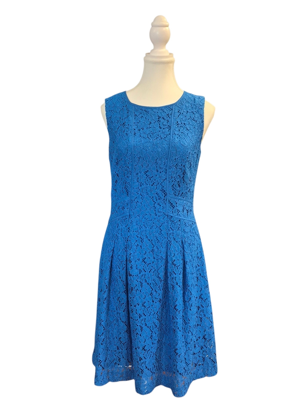 Ralph Lauren Royal Blue Sleeveless Lace Midi Dress